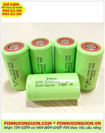 Pin sạc 1.2v SC3400mAh, Pin sạc công nghiệp đầu bằng NiMh SC3400mAh 1.2v, Cell pin Grepow NiMh SC3400mAh 1.2v